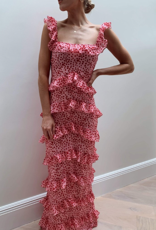 Pretty Lavish ruffle maxi dress in pink